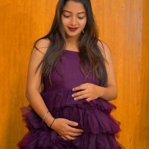 Wine Frill Gown