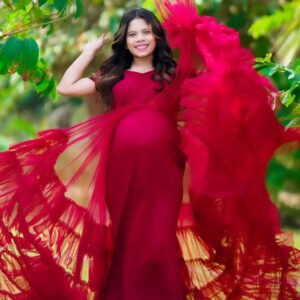 Maroon Frill Gown