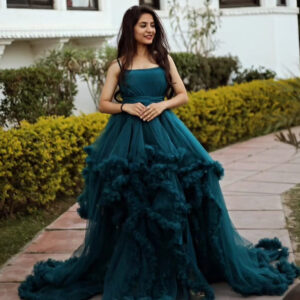 Teal Blue Ruffle Gown