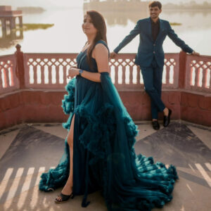 Teal Blue Ruffle Gown