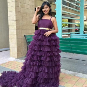 Wine Frill Gown