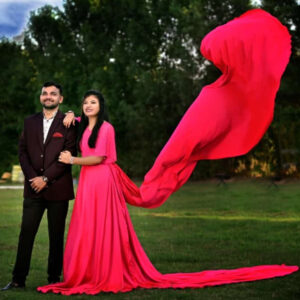 Pink Butterfly Trail Gown